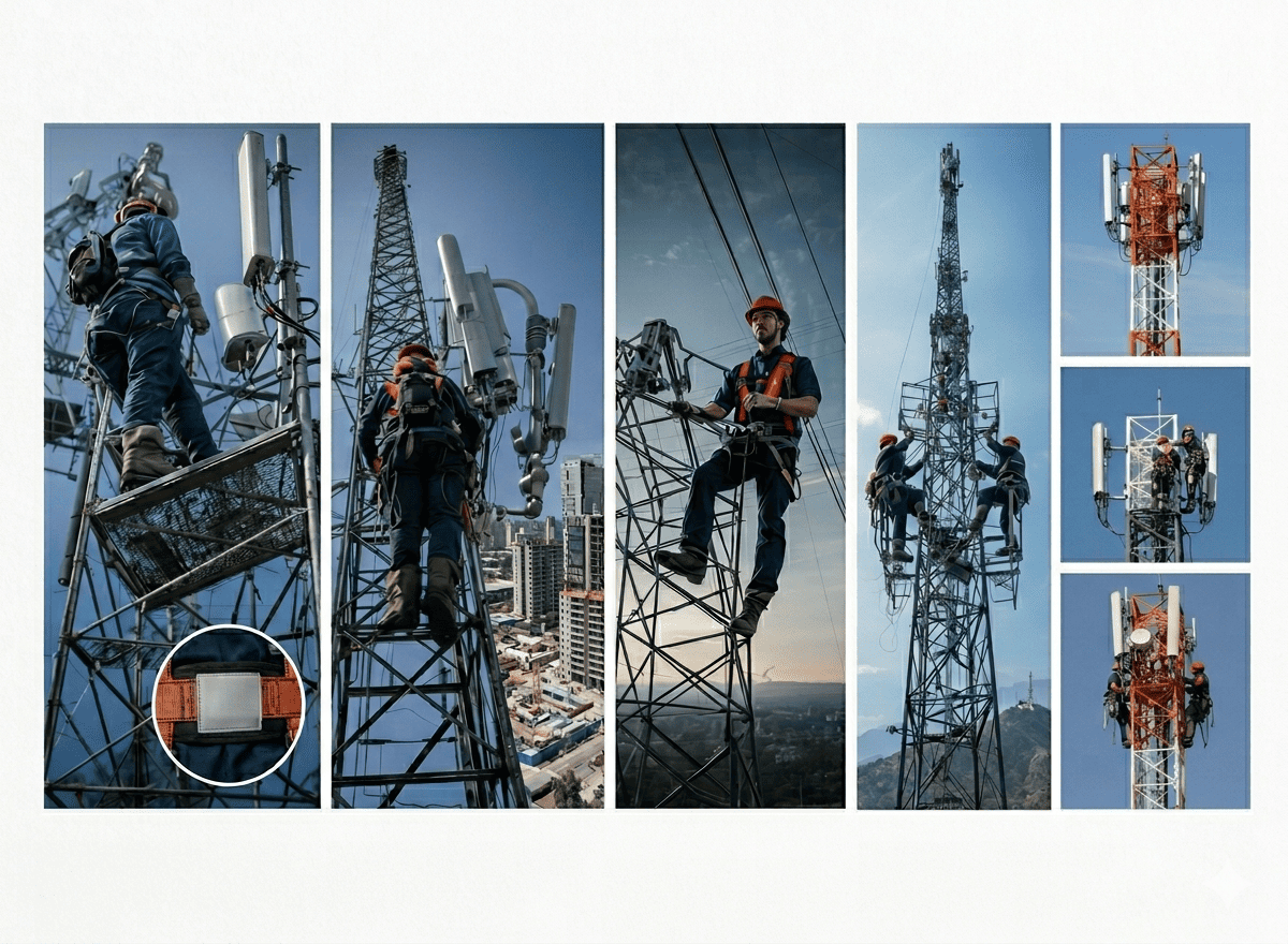 Trabajo en altura en torre de telecomunicaciones